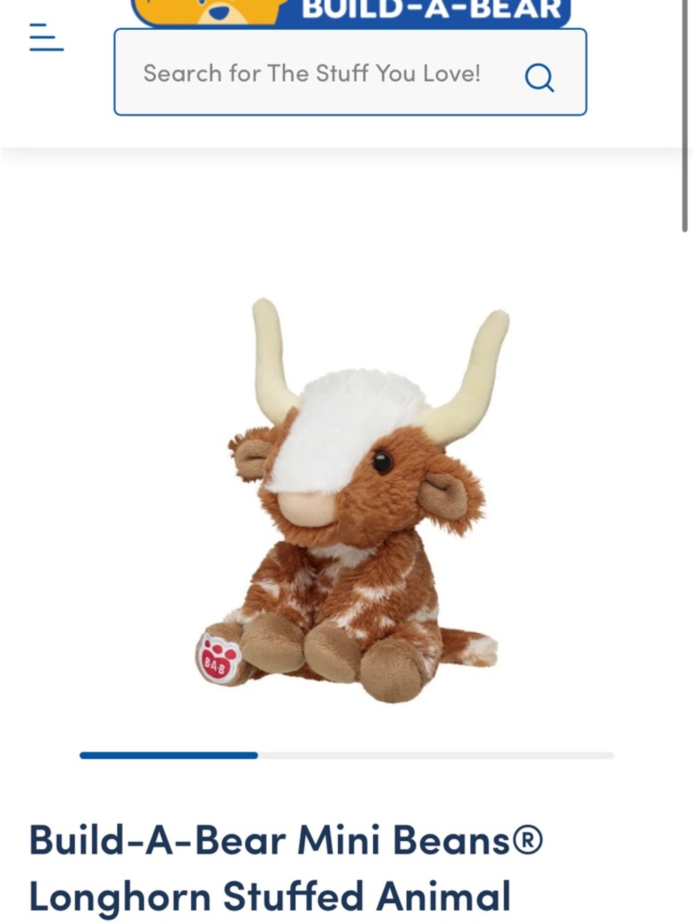 Build-A-Bear mini beans longhorn Plush